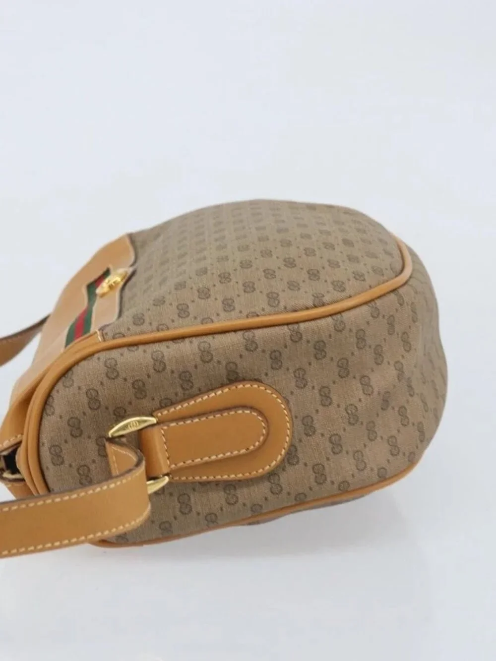 GUCCI Micro GG Supreme Web Sherry Line Bag PVC Beige 001 115 0918 Auth BA10601 - Picture 6 of 16